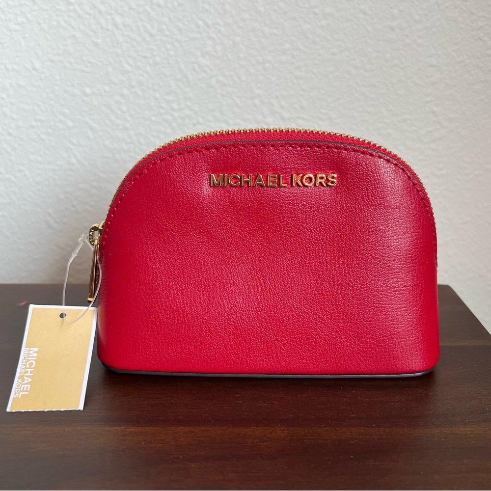 Michael Kors Medium Red Leather Travel Pouch